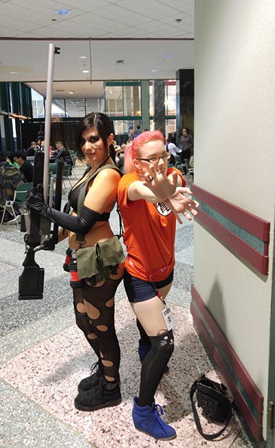 My (unintentional) DNZ Goku cosplay with our one and only J. Tanooki's Quiet from MGS 5
